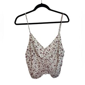 Timing Floral Mesh Ruched Cottagecore Crop Top